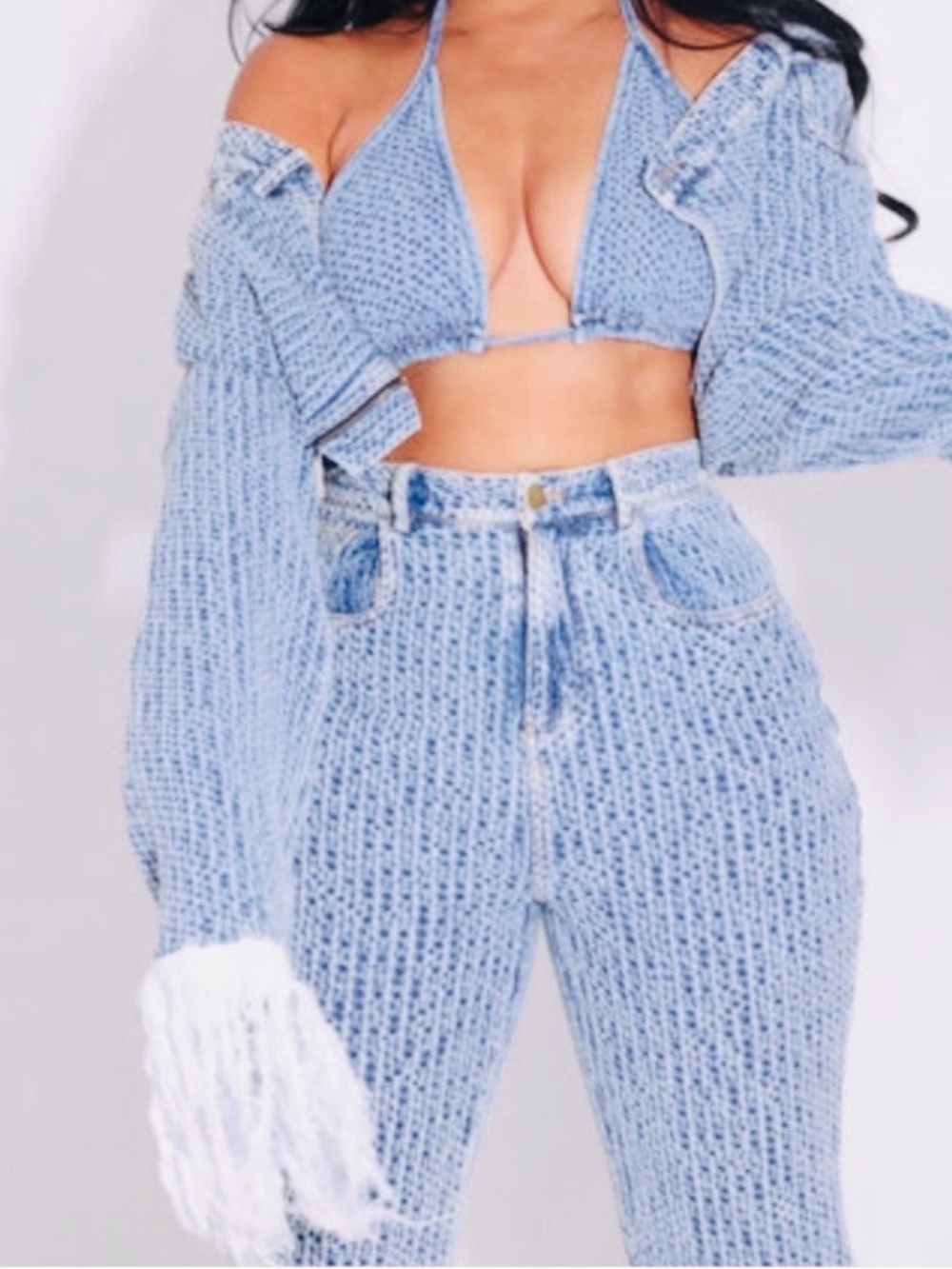 Light as a Feather Blue Three Piece Denim Suit